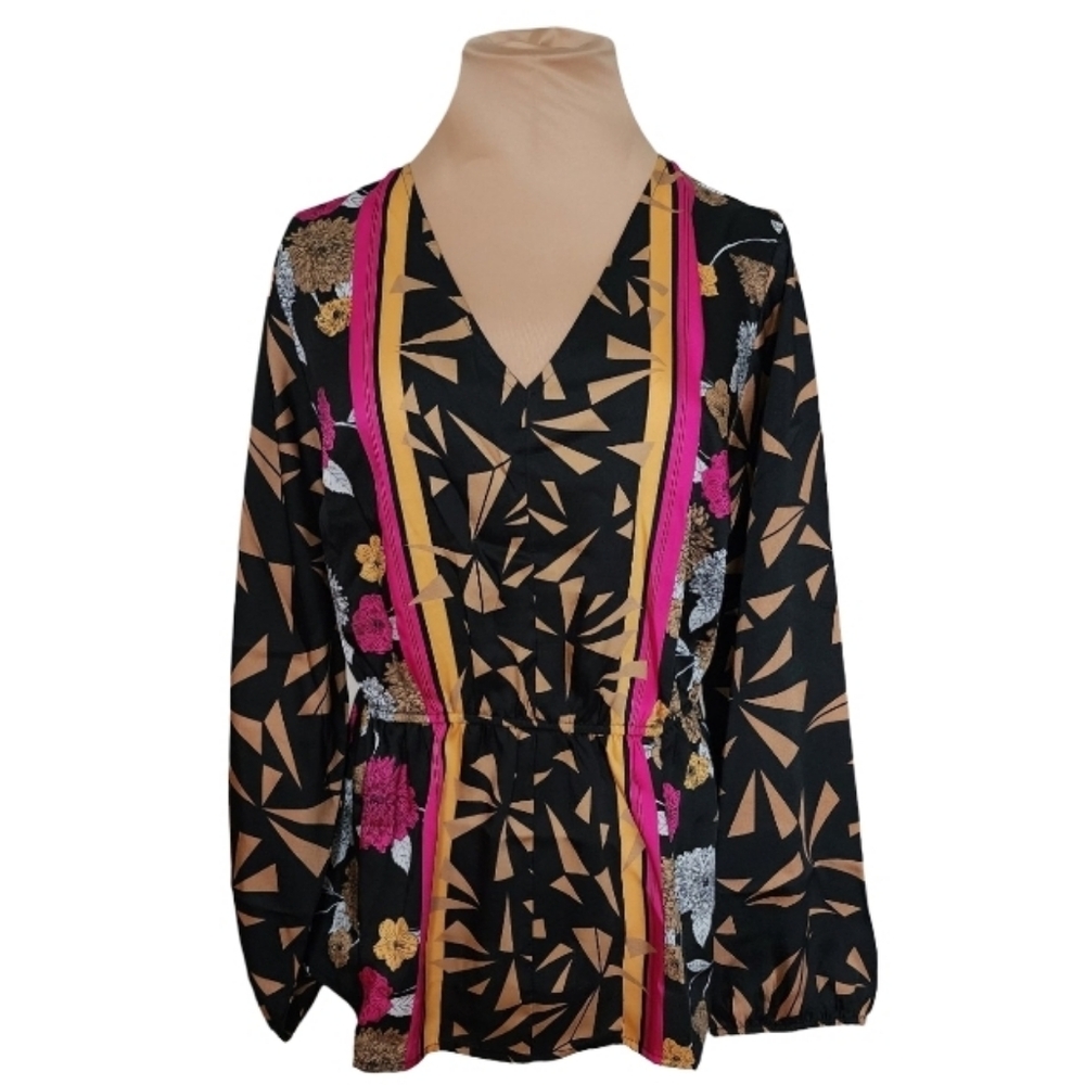 Lane Bryant V-neck Floral Peplum Tunic‎ Blouse Women's 14P